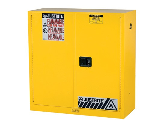 Justrite 30 Gal Yellow Cabinet Sure-Grip Ex W/Pdle Handle