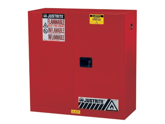 JUSTRITE 30 GAL RED CABINET MANUAL W/PDLE HANDLE