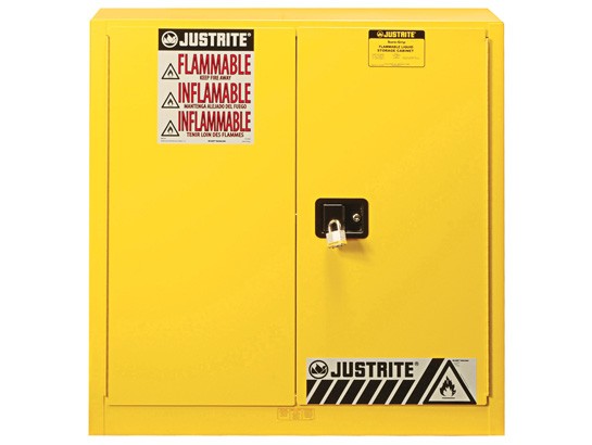 Justrite 30 Gal Yellow Cabinet Sure-Grip Ex Manual W/Pdle Handle
