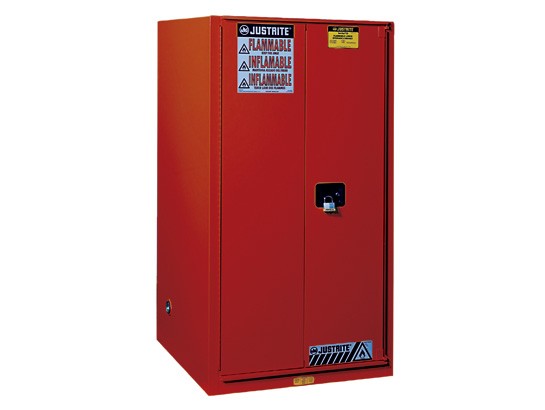 JUSTRITE 96 GAL SURE-GRIP EX SAFETY CABINETS FOR COMBUSTIBLES, MANUAL RED