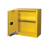Justrite Sure-Grip Ex Vertical Drum Safety Cabinet And Drum Rollers, 55 Gallon, 2 Self-Close Doors, Yellow