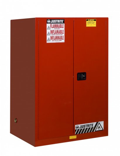 JUSTRITE 90 GAL RED CABINET MANUAL W/PDLE HANDLE