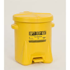 Eagle 6 Gal Poly Oily Waste Can, Yellow