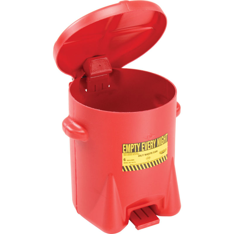 Eagle 6 Gal Poly Oily Waste Can, Red