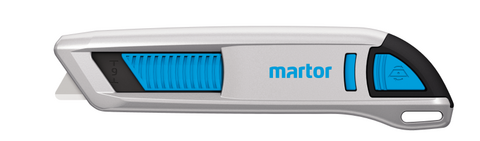 Martor Secunorm 500, Double-Sided Slider 9mm With Rounded Trapezoid Blade No. 65232, Silver/Blue (1 Cutter/Box)