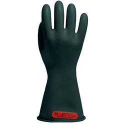 Salisbury Natural Rubber Low Voltage Glove, Class 0, Straight Cuff 14" Black Size 9