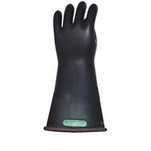 Salisbury Natural Rubber Glove, Class 3, Straight Cuff 14" Black Size 9