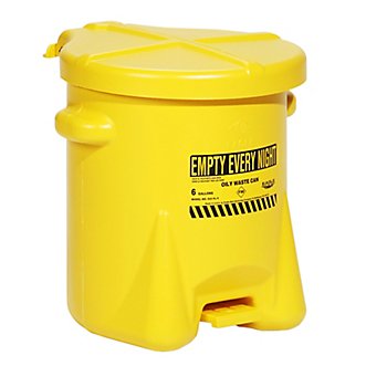 Poly Oily Waste Can; Yellow 22X18X18In Each