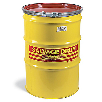 New Pig Bolt & Ring Open-Head Un Rated Steel Salvage Drum, Lined 85 Gal Each