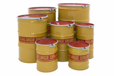New Pig Bolt & Ring Open-Head Un Rated Steel Salvage Drum, Lined 85 Gal Each