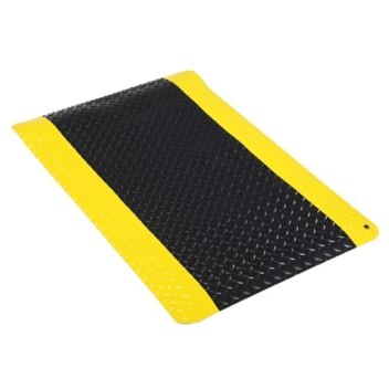 New Pig Diamond-Plate Spongecote Anti-Fatigue Mat Black W/Yellow 2X3Ft Each