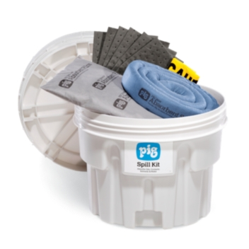 PIG SPILL KIT IN A 76-LITRE CONTAINER FOR OILS, COOLANTS, SOLVENTS AND WATER