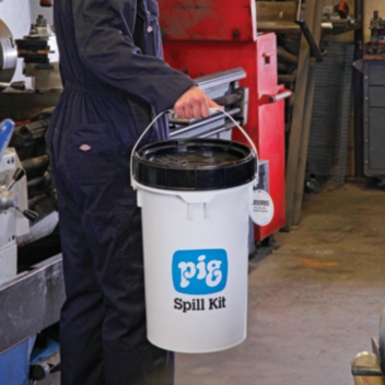 Pig Spill Response Bucket For Oils, Coolants, Solvents And Water