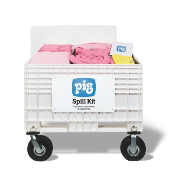 Pig Extra -Large Response Cart For Acids And Caustics C/W 10" Pneumatic Wheels