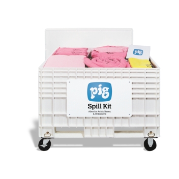PIG EXTRA -LARGE RESPONSE CART FOR ACIDS AND CAUSTICS W/5" RUBBER WHEELS