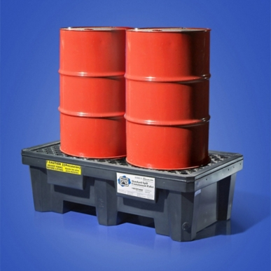 Pig Poly Spill Containment Pallet W/Drn, 2-Drum Std