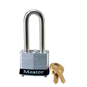 Master Lock Laminated Steel Padlock 1-9/16" Wide With 2" Tall Shackle - Keyed Different, Black