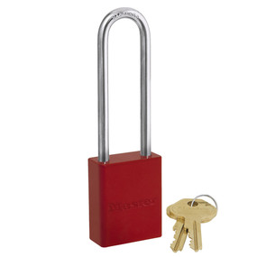 Master Lock Aluminum Safety Padlock, Wide Body Shackle 3" - Red