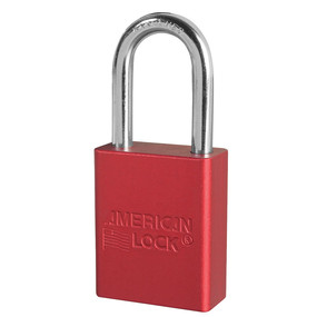 MASTER LOCK AMERICAN LOCK 1-1/2" WIDE ANODIZED ALUMINUM BODY,EXTRA LENGTH SHACKLE 1-1/2" - RED