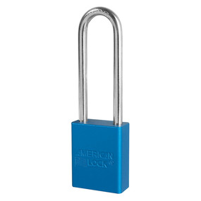 MASTER LOCK AMERICAN LOCK 1-1/2" WIDE ANODIZED ALUMINUM BODY,EXTRA LENGTH SHACKLE 3" BLUE