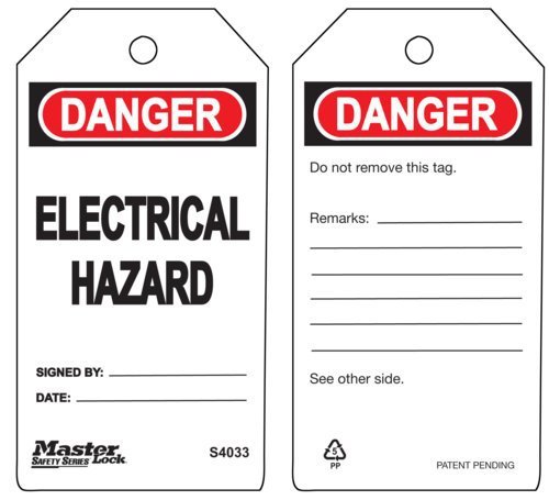 MASTER LOCK GUARDIAN EXTREME™ TAG "DANGER - ELECTRICAL HAZARD " (PACK OF 6 TAGS)