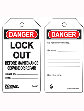 Master Lock Safety Tag - Danger Lock Out Before Maintenance Or Service Repair, 6'S/Pkt