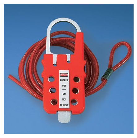 Panduit Multiple Lockout Device 6Ft Vinyl Coated Galvanised Steel Cable With Loophole, 0.19".
