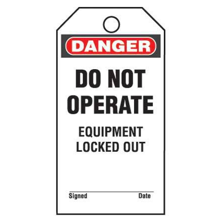 Panduit Gmv5 Semi-Rigid Plastic Write-On Safety Tags "Do Not Operate Equipment Locked Out" ( 25 Pcs/Pkg )