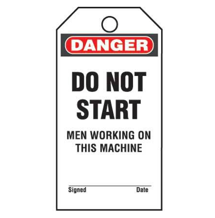Panduit Gmv5 Semi-Rigid Plastic Write-On Safety Tags " Do Not Start Men Working On This Machine" ( 25Pcs/Pkg )