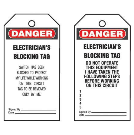 Panduit Gmv5 Semi-Rigid Plastic Write-On Safety Tags "Electrician'S Blocking Tag" ( 25 Pcs/Pkg )