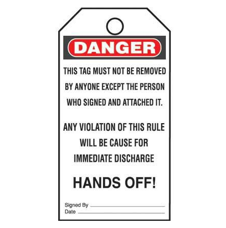 Panduit Gmv5 Semi-Rigid Plastic Write-On Safety Tags "Hands Off" ( 25Pcs/Pkg )