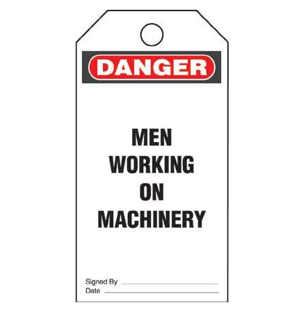 PANDUIT GMV5 SEMI-RIGID PLASTIC WRITE-ON TAGS "MEN WORKING ON MACHINERY" ( 25PCS/PKG )