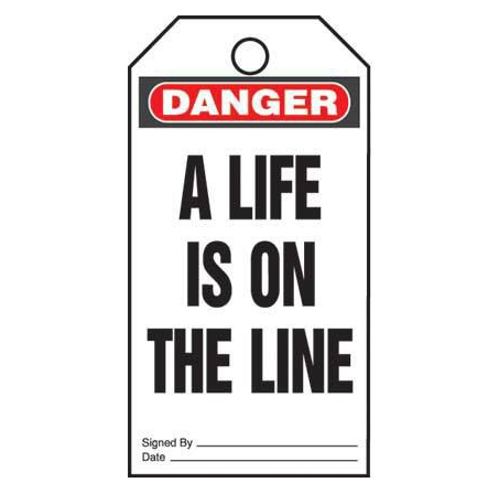 Panduit Gmv5 Semi-Rigid Plastic Write-On Safety Tags "A Life Is On The Line" ( 5 Pcs/Pkg )