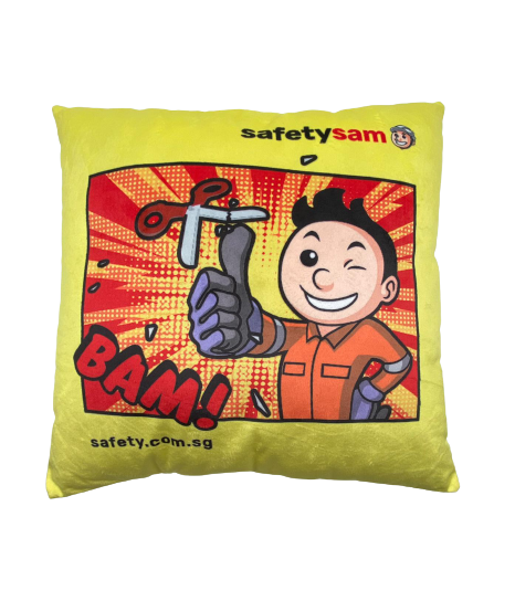 SAFETYSAM CUSTOMISED YELLOW PILLOW CUSHION 100%, KNIT WOVEN (40*40CM)