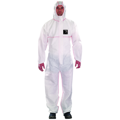 ANSELL ALPHATEC® 1500 PLUS FR MODEL 111 COVERALL, WHITE/RED, SZ LARGE (PACKING:40PCS/CSE)
