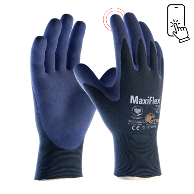 Atg Maxiflex Elite Safety Gloves Cut Level A, Palm Coated Knitwrist, Size 9