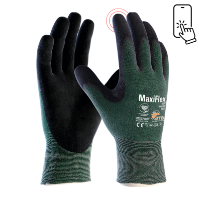 Atg Maxiflex Cut 3 Safety Glove Cut Level B, Knit Wrist Palm Coated, Size 8