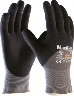 Atg Maxiflex Ultimate Safety Gloves Cut Level A, Knitwrist 3/4 Palm Coated, Size 7