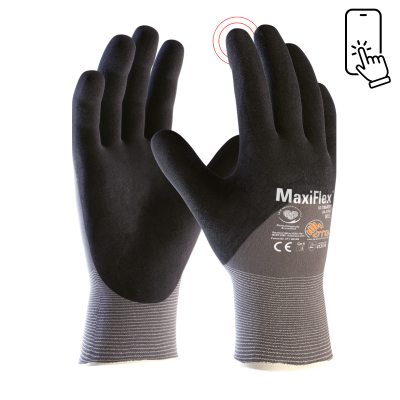 Atg Maxiflex Ultimate Safety Gloves Cut Level A, Knitwrist 3/4 Palm Coated, Size 7