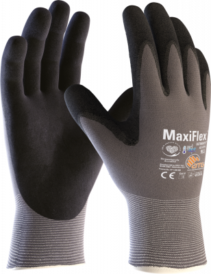 Atg Maxiflex Ultimate With Ad-Apt Safety Gloves Cut Level A, Knitwrist Palm Coated, Size 9