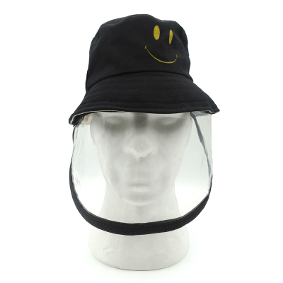 Children Cap Hat With Face Shield, Size : 54Cm Black