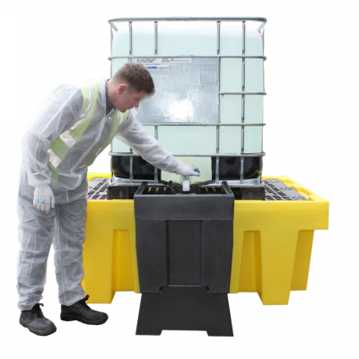 ROMOLD DISPENSING TRAY FOR BB2, 86LTR BUND - OVERFLOWS INTO MAIN SUMP, YELLOW