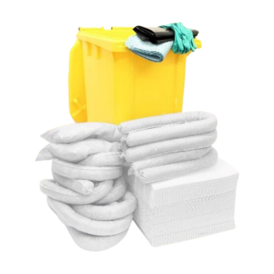 ESNICO 240L (UNIVERSAL SPILL KIT) IN YELLOW WHEELED CONTAINER