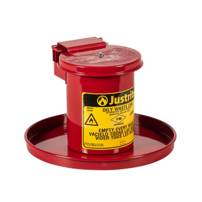 JUSTRITE 09400 GALVANIZED STEEL PORTABLE BENCH TOP SOLVENT CAN, 1.7 LITER CAPACITY, RED