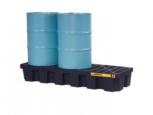 JUSTRITE 3 DRUM ECOPOLY BLEND SPILL CONTROL PALLETS (RECYCLED CONTENT 100%), BLACK