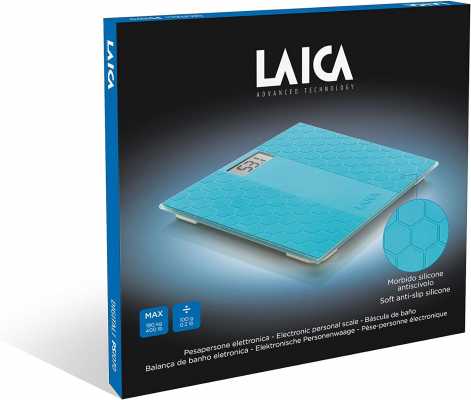 LAICA PS1070 BLUE SILICON NON-SLIP DIGITAL PERSONAL SCALE (4PCS/CTN)