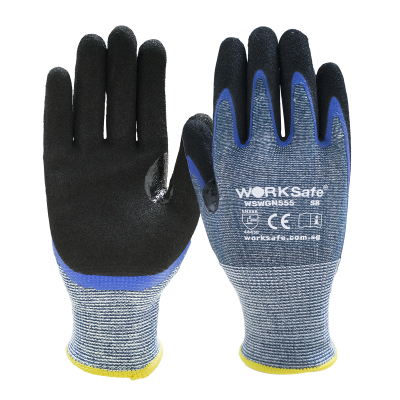 WORKSAFE N555 NITRILE OIL-PROOF MICROFOAM SAFETY GLOVES CUT LEVEL E, CUT 4, SIZE 10