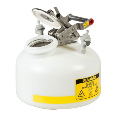JUSTRITE 2 GAL QUICK-DISCONNECT DISPOSAL SAFETY CAN, POLYPROPYLENE FITTINGS FOR 3/8" TUBING, POLYETH
