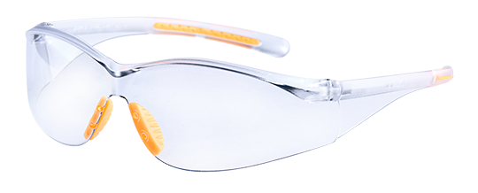 WORKGARD FIREWING, CLEAR TEMPLE, ORANGE TIP NOSEPAD, CLEAR HARD-COATED LENS