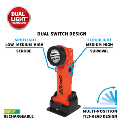 NIGHTSTICK INTRANT™ INTRINSICALLY SAFE DUAL-LIGHT ANGLE LIGHT - RECHARGEABLE - RED - UL913 / ATEX